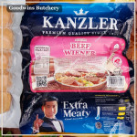 Kanzler sausage frozen BEEF WIENER 6" 15cm 5pcs 360g